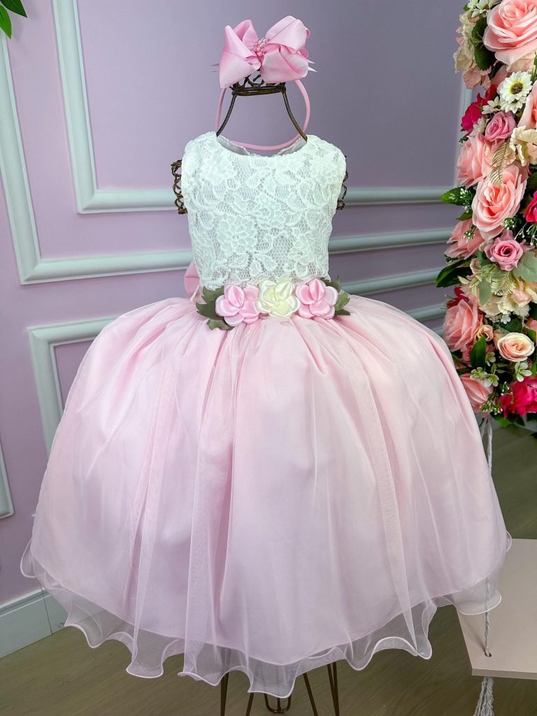 Vestido Juvenil Vila Lele Ivete Peito Off e Saia Rosa Bebe