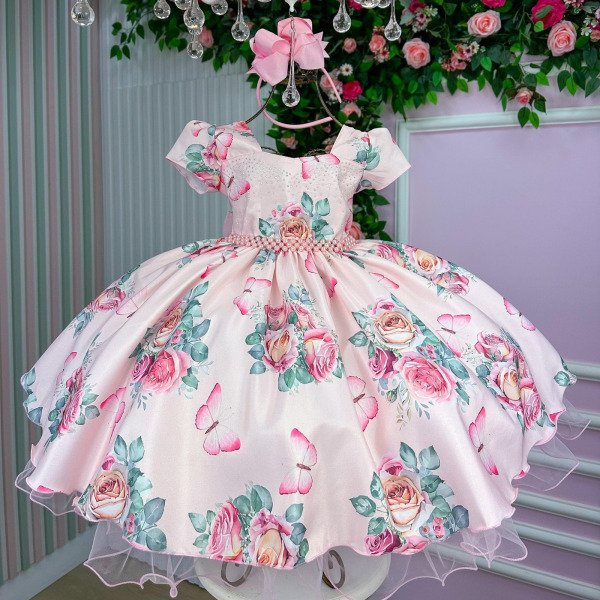 Vestido Giovanella/Giovanela Jardim das Borboletas Rosa Bebe Laura