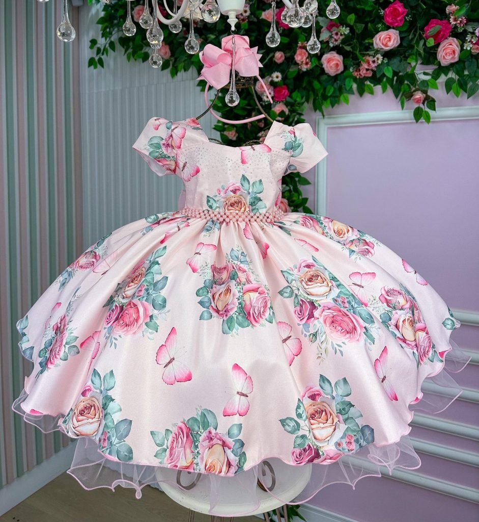 Vestido Giovanella/Giovanela Jardim das Borboletas Rosa Bebe Laura