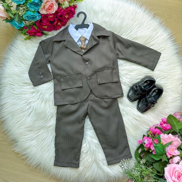 Conjunto Miss Cherry Social Terno – Blaizer e Calça Listrado Matheus Verde Militar