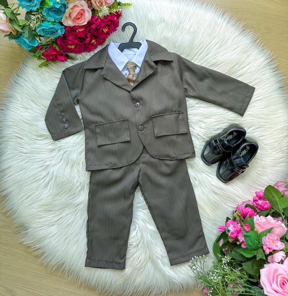 Conjunto Miss Cherry Social Terno – Blaizer e Calça Listrado Matheus Verde Militar