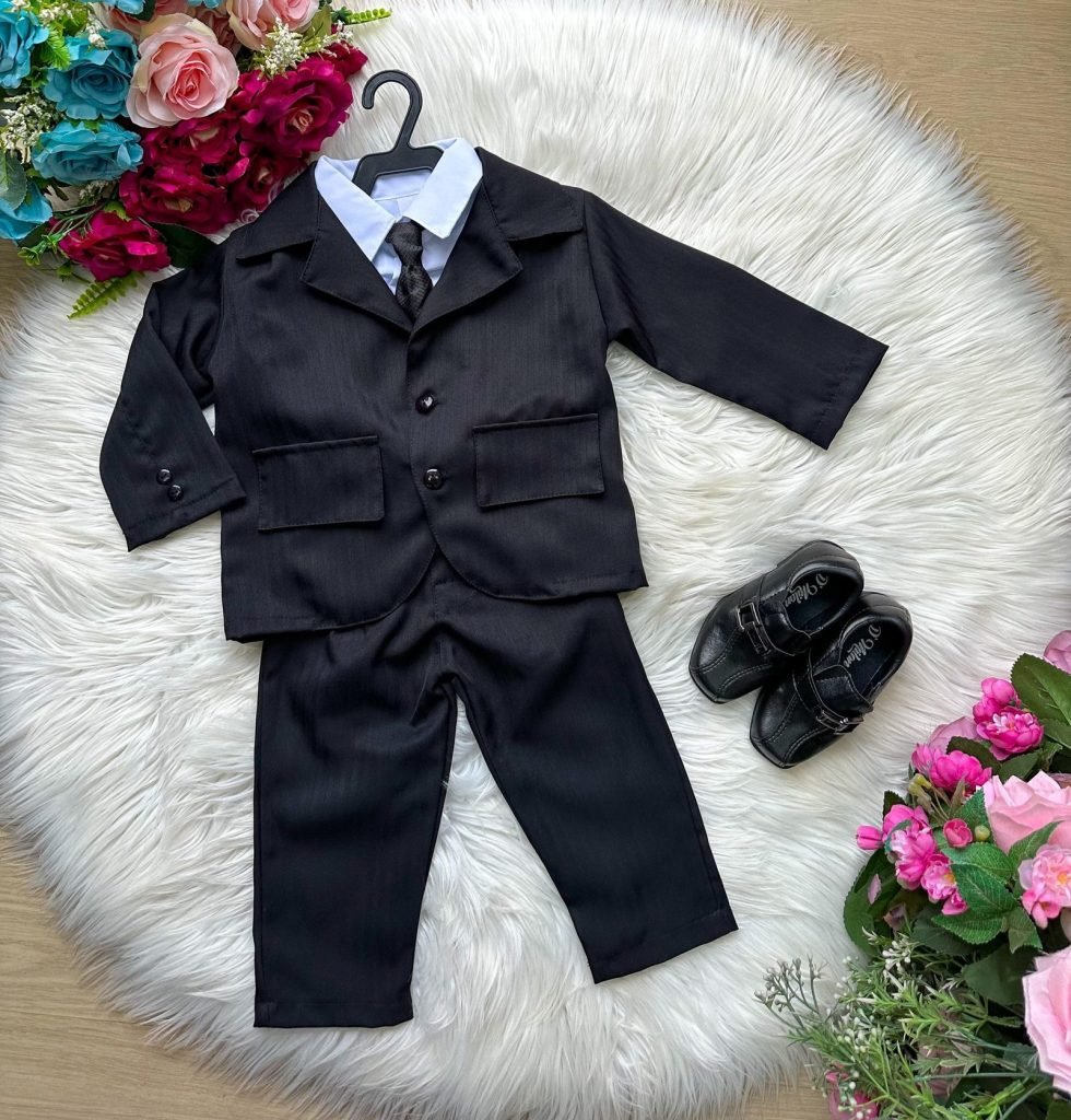 Conjunto Miss Cherry Social Terno – Blaizer e Calça Listrado Matheus Preto