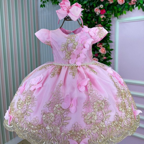 Vestido Marie Jardim Encantado Luxo Rosa Modelo 2