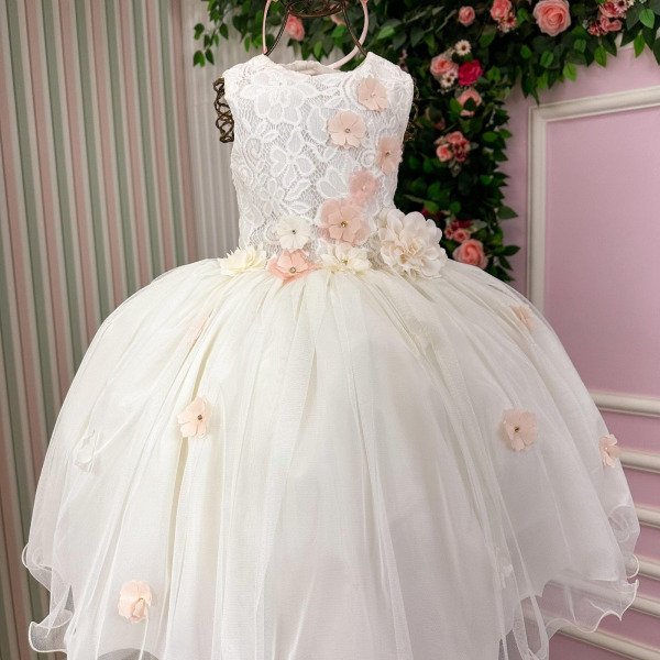 Vestido Juvenil Vila Lele Regata Flores Off