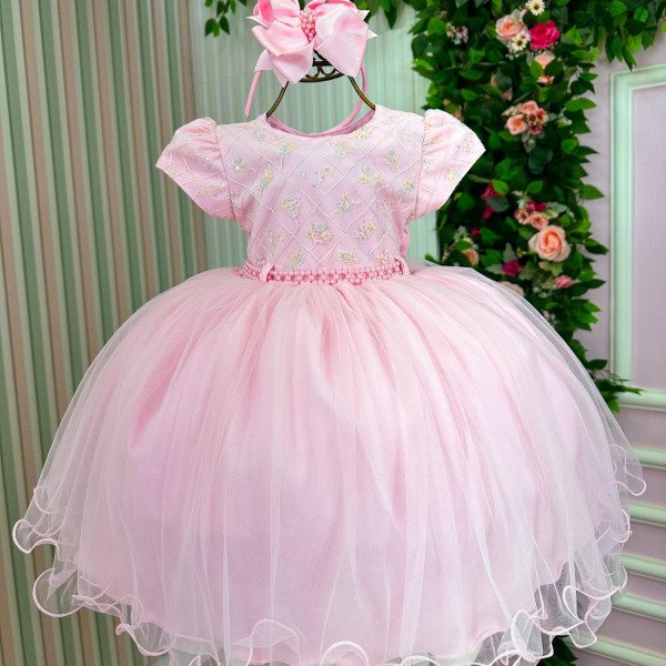 Vestido Menina Bonita Dafne Rosa Bebe