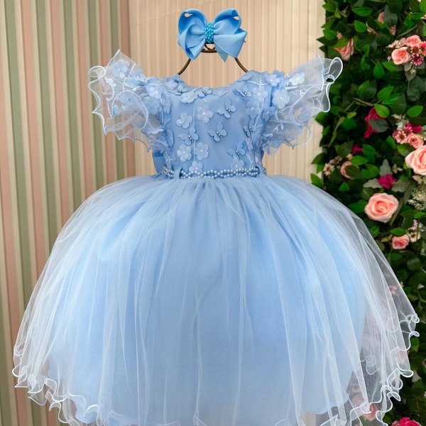 Vestido Menina Bonita Angelie Azul Bebe