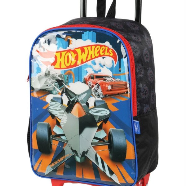 Kit Mochila Rodinhas + Lancheira Hot Wheels Vermelho